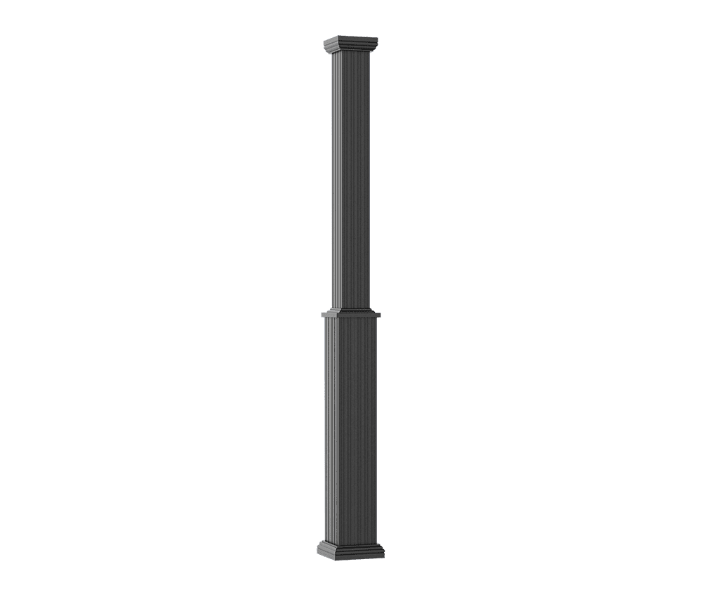 Colonne duo-cap cannelé 7 1/2 PO. carré à 5 1/2 PO. carré